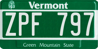 VT license plate ZPF797