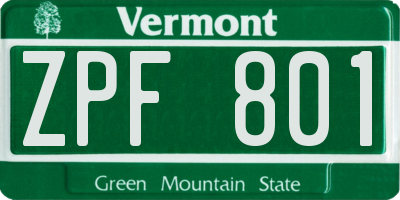 VT license plate ZPF801