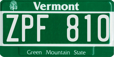 VT license plate ZPF810