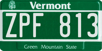 VT license plate ZPF813