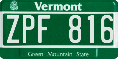 VT license plate ZPF816