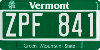 VT license plate ZPF841