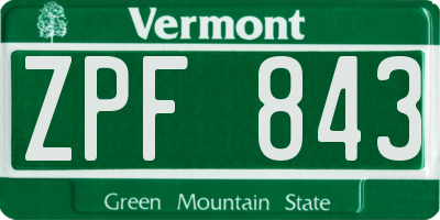 VT license plate ZPF843