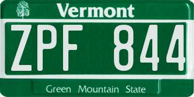 VT license plate ZPF844