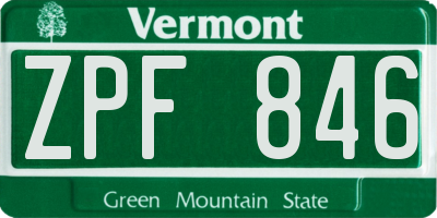 VT license plate ZPF846