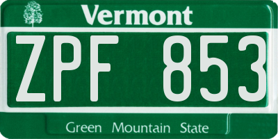 VT license plate ZPF853