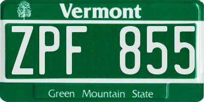 VT license plate ZPF855