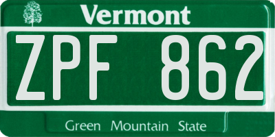 VT license plate ZPF862