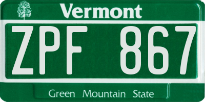 VT license plate ZPF867
