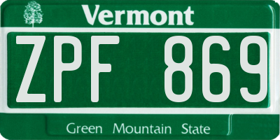 VT license plate ZPF869