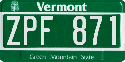 VT license plate ZPF871