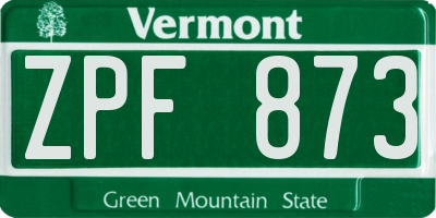 VT license plate ZPF873