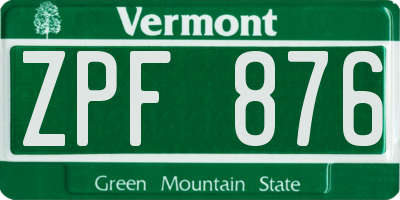 VT license plate ZPF876