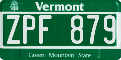 VT license plate ZPF879