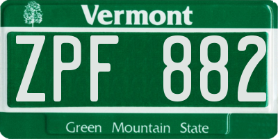 VT license plate ZPF882