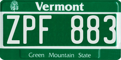 VT license plate ZPF883