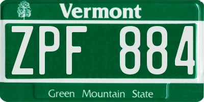VT license plate ZPF884