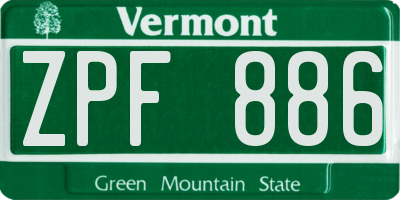 VT license plate ZPF886