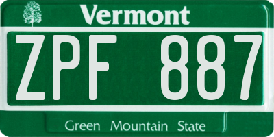 VT license plate ZPF887