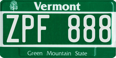 VT license plate ZPF888
