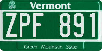 VT license plate ZPF891