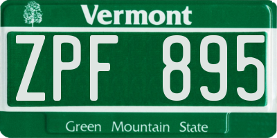 VT license plate ZPF895