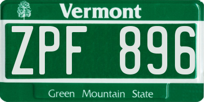 VT license plate ZPF896
