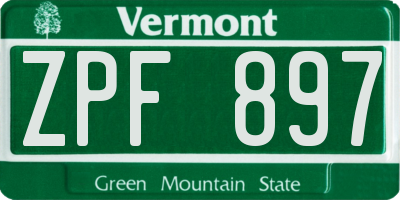 VT license plate ZPF897