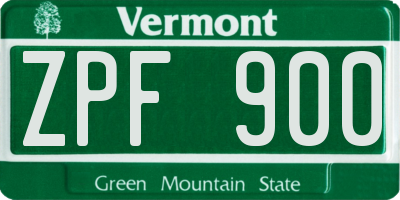 VT license plate ZPF900
