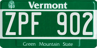 VT license plate ZPF902