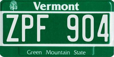 VT license plate ZPF904