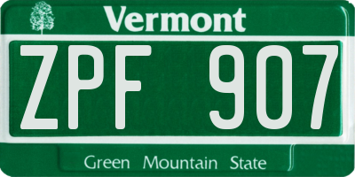 VT license plate ZPF907