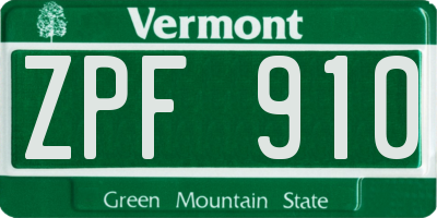 VT license plate ZPF910