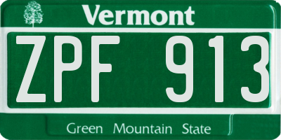 VT license plate ZPF913