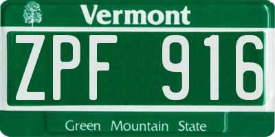 VT license plate ZPF916