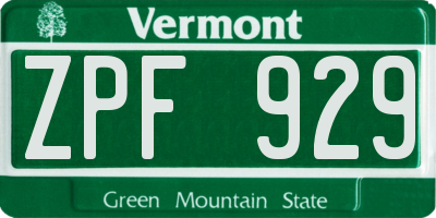 VT license plate ZPF929