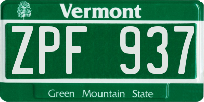 VT license plate ZPF937