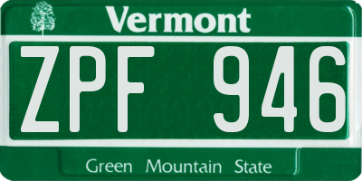 VT license plate ZPF946