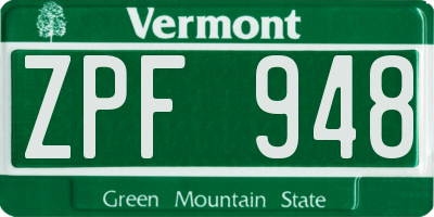 VT license plate ZPF948