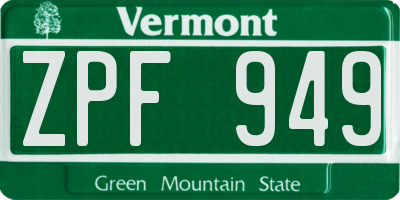 VT license plate ZPF949