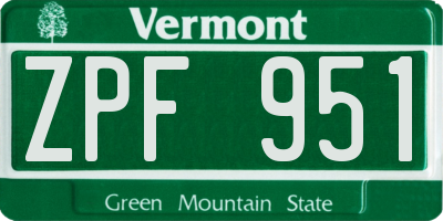 VT license plate ZPF951