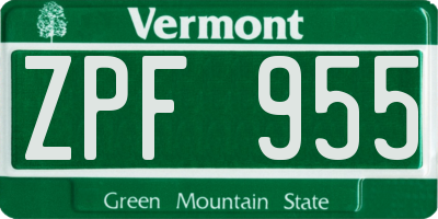 VT license plate ZPF955