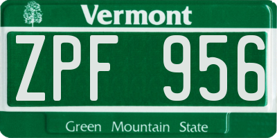 VT license plate ZPF956