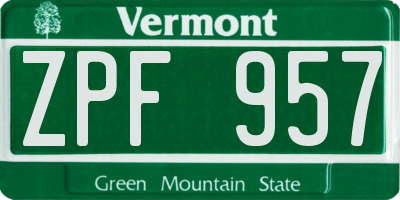 VT license plate ZPF957