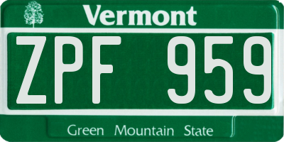 VT license plate ZPF959