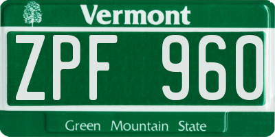 VT license plate ZPF960
