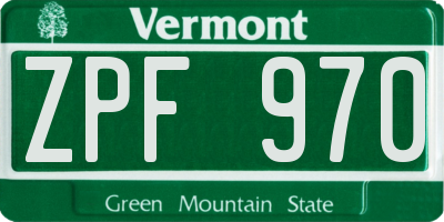 VT license plate ZPF970
