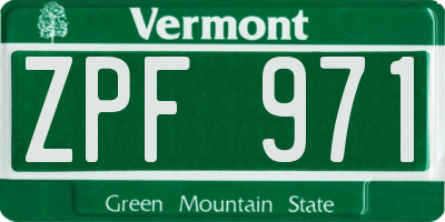 VT license plate ZPF971