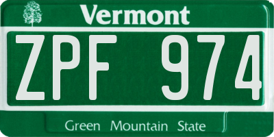 VT license plate ZPF974