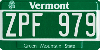 VT license plate ZPF979